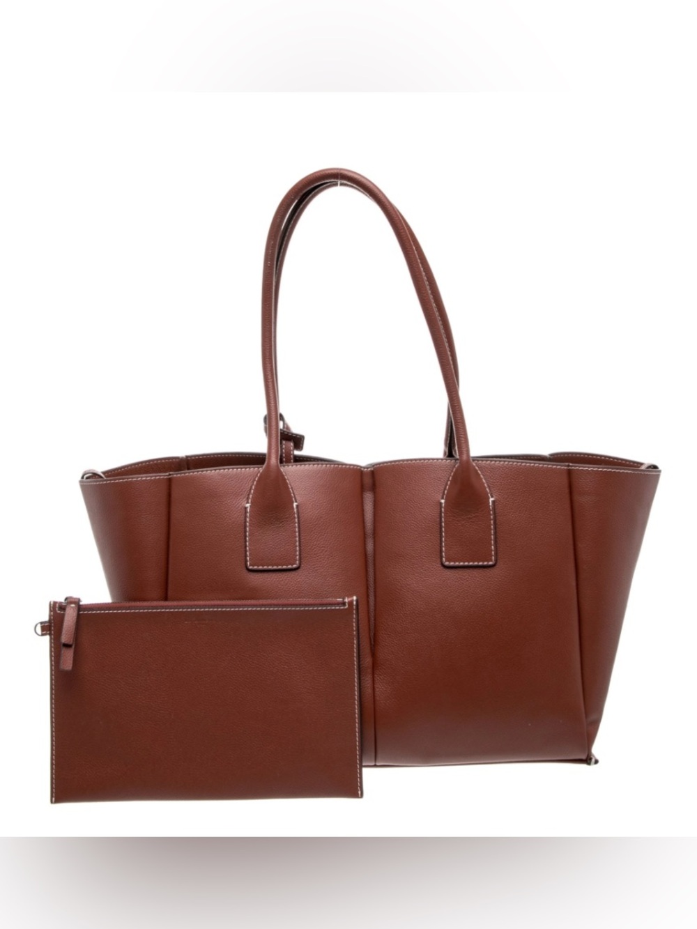 Le Tanneur Brown Pebble Tote Bag with Matching Pouch